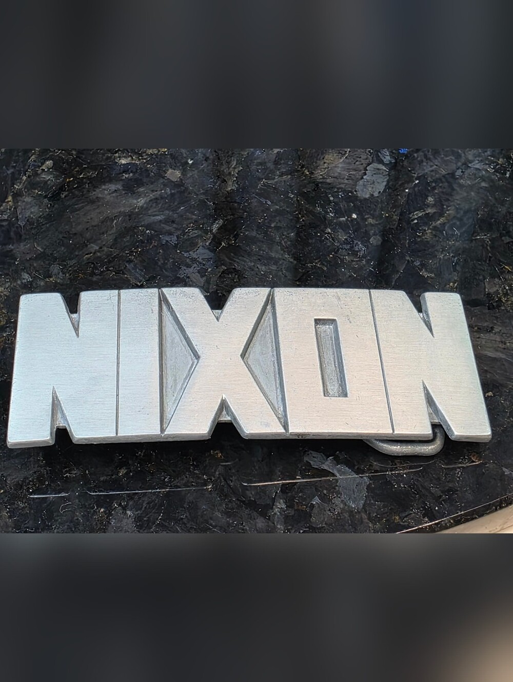 *Rare* Nixon "YOU KNOW" Logo Belt Buckle - Vintage Silver Tone